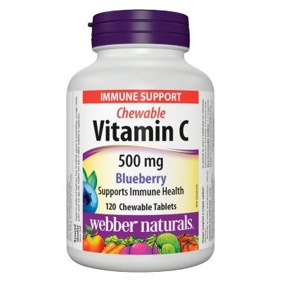 Webber Naturals Vitamín C 500 mg čučoriedka, cmúľacie 120 tabliet
