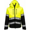 PORTWEST HI-VIS EV4 EV465 / Pánska reflexná softshellová bunda s kapucňou - žltá/čierna XXXL