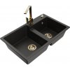 MEXEN/S MEXEN/S - Tomas granitový drez 2-bowl vrátane batérie Rita, čierna/zlatá metalik 6516-75-670300-50