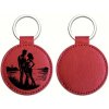 Prívesok na kľúče z umelej kože kruh Červená