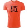 Volleyball nápis - Pánske tričko Fantasy športové - XL ( Neónová oranžová )