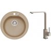 Alveus SET A21003 Beige 55 SETA21003 - Drez Granitový Niagara 10 - pr.510mm, vanička 400x380x175mm + bateria Afra