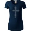 Jesus kríž štetcom - Dámske tričko z organickej bavlny Origin (GOTS) - 2XL ( Tmavomodrá (veľmi tmavá - skoro čierna) )