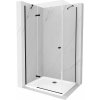 Mexen Roma Duo, sprchový kút 70 (dvere) x 80 (dvere) cm, 6mm číre sklo, čierny profil + SLIM sprchová vanička 5cm biela + čierny sifón, 854-070-080-70-00-4010B