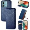 Peňaženkové kožené puzdro Cubic Grid na Xiaomi Redmi Note 13 - Modrá