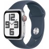 Apple Watch SE (2023) GPS + Cellular 40mm strieborné hliníkové púzdro s búrkovo modrým športovým remienkom - M/L