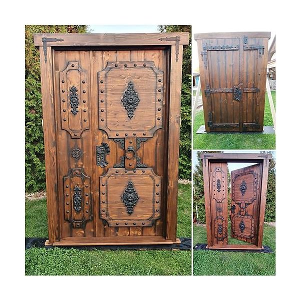 RETRO Rustikálne drevené vchodové dvere z Masívu s kovaním, hnedé od 1 460  € - Heureka.sk