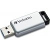 Verbatim USB flash disk, USB 3.0, 64GB, Secure Pro, strieborný, 98666, USB A, AES 256-bit šifrovanie, s výsuvným konektorom