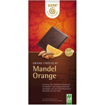 Gepa Bio horká čokoláda 55% s mandľami a pomarančom, 100 g