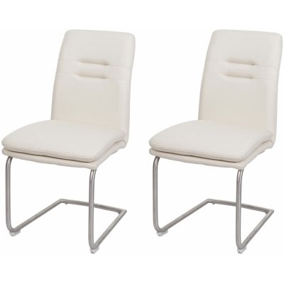 Mendler sada 2 jedálenských stoličiek HWC-H70, kuchynská stolička konzolová stolička, tkanina/textil nerezová oceľ brúsená ~ krémovo-béžová