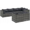 VidaXL 7-dielna záhradná sedacia súprava s vankúšmi, sivá, PE ratan