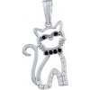 Silvego Strieborný prívesok mačky s mikro zirkónmi JJJ0667