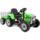 Mamido Elektrický traktor s vlečkou T2 zelený 12V7Ah EVA kolesá