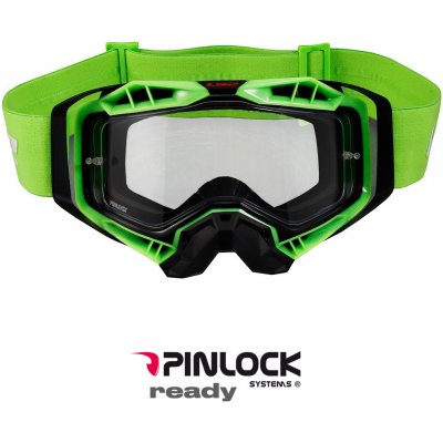 LS2 AURA GOGGLE BLACK HV GREEN WITH CLEAR VISOR