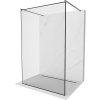 Mexen Kioto, sprchová zástena Walk-In 140 x 200 cm, 8mm číre sklo čierny vzor, grafitový profil, 800-140-002-95-70