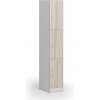 Šatníková skrinka S1 s úložnými boxmi, 3 boxy, 1850 x 300 x 500 mm, demont, cylindrický zámok, laminované dvere, dub prírodný
