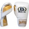 Boxerské rukavice Profi šněrovací - kůže vel. 10 oz bílá zlatá BAIL
