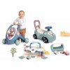 Set didaktické chodítko a kočík s bábikou Baby Walker 3v1 + Baby Doll Little Smoby a odrážadlo s garážou a autíčkami