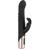 Rosy Gold - čierny pohyblivý vibrátor s klitorisovým ramenom