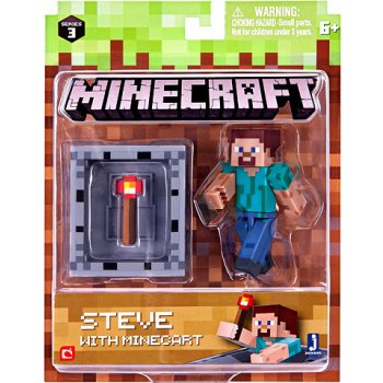 Minecraft Steve with Minecart 8 cm