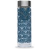 Sklenená termofľaša na čaj s odnímateľným sitkom Qwetch Ginkgo Prussian Blue, 430 ml
