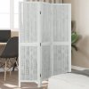 Paraván 3 panely biely masívne drevo paulovnie-ForU-358669