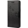 Peňaženkové puzdro Embossing Pattern Motýľ a kvet čierne – Samsung Galaxy S21 FE
