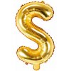 PartyDeco Fóliový balón Mini Písmeno S 35cm zlatý
