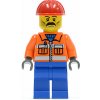cty0016 Construction Worker - Orange Zipper, Safety Stripes, Orange Arms, Blue Legs, Red Construction Helmet, Stubble