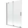 Mexen Velar, 2-krídlová posuvná vaňová zástena 130 x 150 cm, 8mm číre sklo, brúsený grafit, 896-130-000-01-95