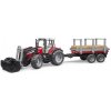BRUDER 2046 Traktor Massey Ferguson 7480 s prívesom na klady