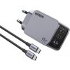 Ugreen 25871 Nexode Pro Sieťová nabíjačka 65W GaN strieborná / 2x USB-C / 1x USB-A (25871)