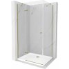 Mexen Roma, sprchovací kút 70 (dvere) x 90 (stena) cm, 6mm číre sklo, zlatý profil + slim sprchová vanička 5cm, 854-070-090-50-00-4010