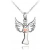 MINET JMAN0258PN45 - Strieborný náhrdelník anjel s Rosegold srdiečkom