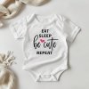 Detské body s vlastnou potlačou Eat sleep be cute repeat Dlhý rukáv