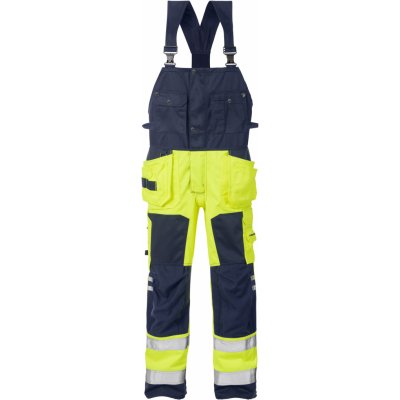 Fristads Výstražné trakové nohavice 1014 PLU Výstražná žltá Námornícka modrá