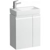 Laufen Pro S - Skrinka s umývadielkom, sifónom a bočnou policou vpravo, 48x28x69 cm, lesklá biela H8629654751041