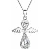 Evolution Group Strieborný náhrdelník anjel so Swarovski kryštálmi biely 32072.1