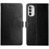 Peňaženkové kožené puzdro Y STITCHING na Motorola Moto G82 5G – Čierna