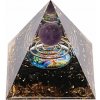 Nefertitis Orgonit pyramída s obsidiánom a ametystom NF47008 - 6 x 6 x 6,2 cm