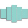 Sablio Obraz - 5-dílný Biele čiarky na tyrkysovej - 125x90 cm