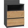 VENETI Nočný stolík so zásuvkami a poličkou TAAVI - dub artisan / antracitový