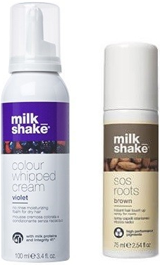 Milk Shake SOS Brown sprej na odrosty 75 ml + vyživující pěna 100 ml darčeková sada