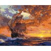 ZUTY Maľovanie podľa čísel - LOĎ NA MORI A ZÁPAD SLNKA Rámovanie: vypnuté plátno na rám, Rozmer: 80x100 cm