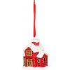 Dekorácia MagicHome Vianoce, Domček, LED, terakota, závesný, 5,5x5x7,2 cm