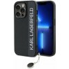 Karl Lagerfeld PU Saffiano Rhinestone Charm Zadní Kryt pro iPhone 14 Pro Black KLHCP14LPSAKDGCK