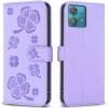 Peňaženkové kožené puzdro Four-leaf na Motorola Edge 40 Neo - Fialová