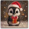Vymalujsisam.sk Maľovanie podľa čísiel - Vianočný tučniak Veľkosť: 50x50cm, Rám: Na kartónovej doske