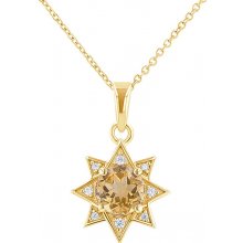 Eppi Strieborný náhrdelník s citrínom a zirkónmi v tvare hviezdy Korey P38088