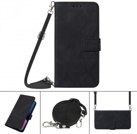 AppleKing flipové s popruhom v štýle crossbody iPhone 12 mini - čierne